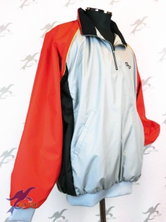 野球　オーダーグランドコート　オリジナル刺繍マーク入り　メガネデザイン　ハーフジップコート