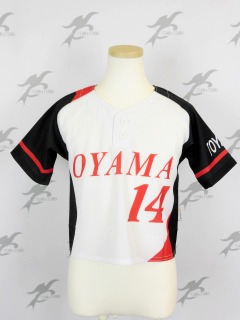 オリジナル昇華ベースボールシャツ 小学生女子ソフトボールユニフォーム　雄山ジュニアソフトボールクラブ様6　オリジナルデザイン