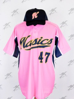 オリジナル昇華ベースボールシャツ ベースボールユニフォーム　ピンク　nasic様1