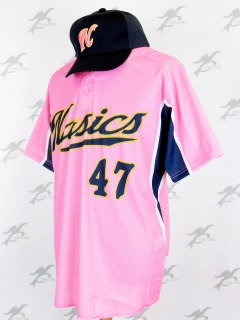 オリジナル昇華ベースボールシャツ ベースボールユニフォーム　ピンク　nasic様5