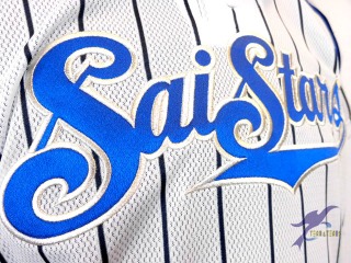 オリジナル　野球ユニフォーム　ストライプ　埼玉サイスターズ様　刺繍マーク