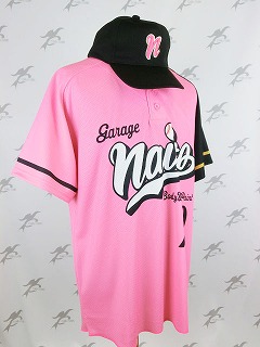 昇華ベースボールシャツ 野球ユニフォーム　オーダー　ピンク